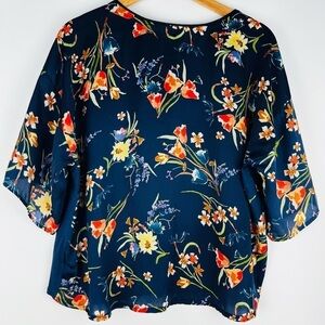 Mango Suit Women’s Short Sleeve Blue Floral Blouse